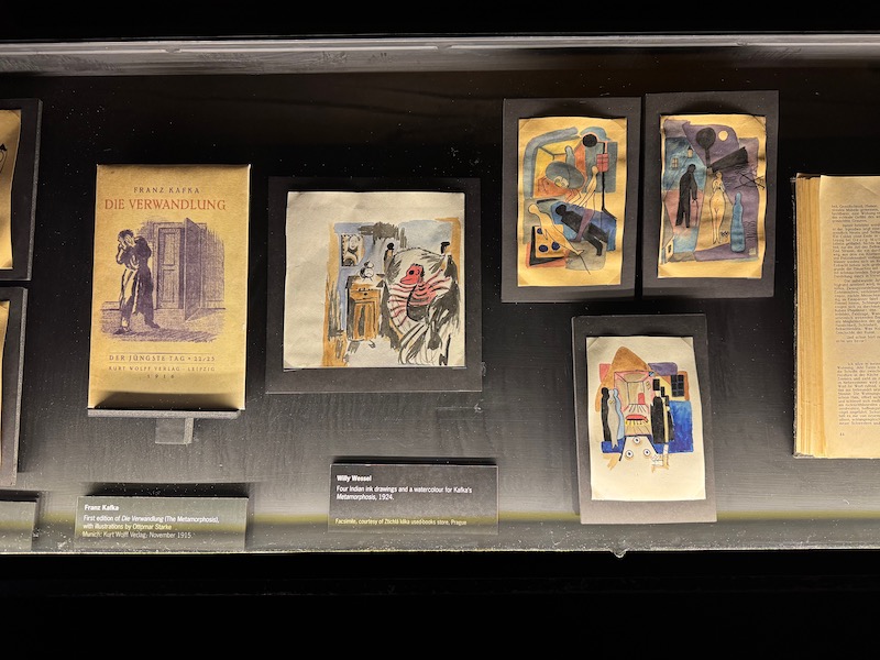 a group of books in a glass case