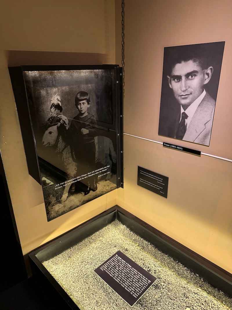 a picture of a boy and a horse in a glass case