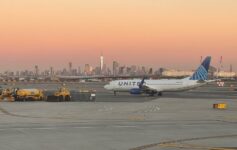 a plane on the runway