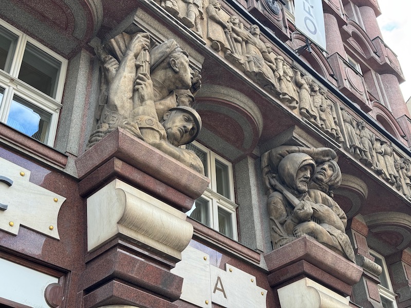 a stone statues on a building