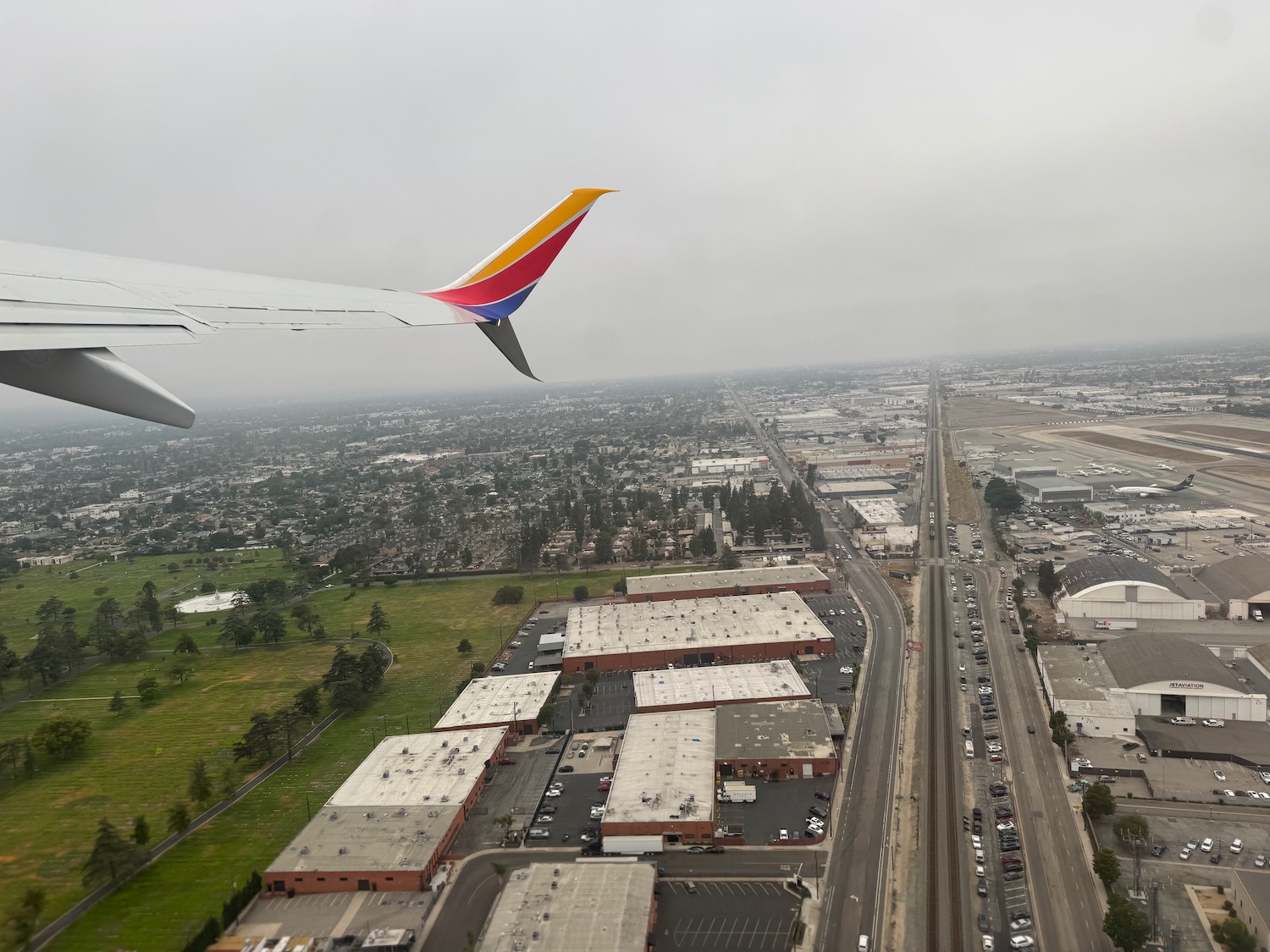 an airplane wing in the air