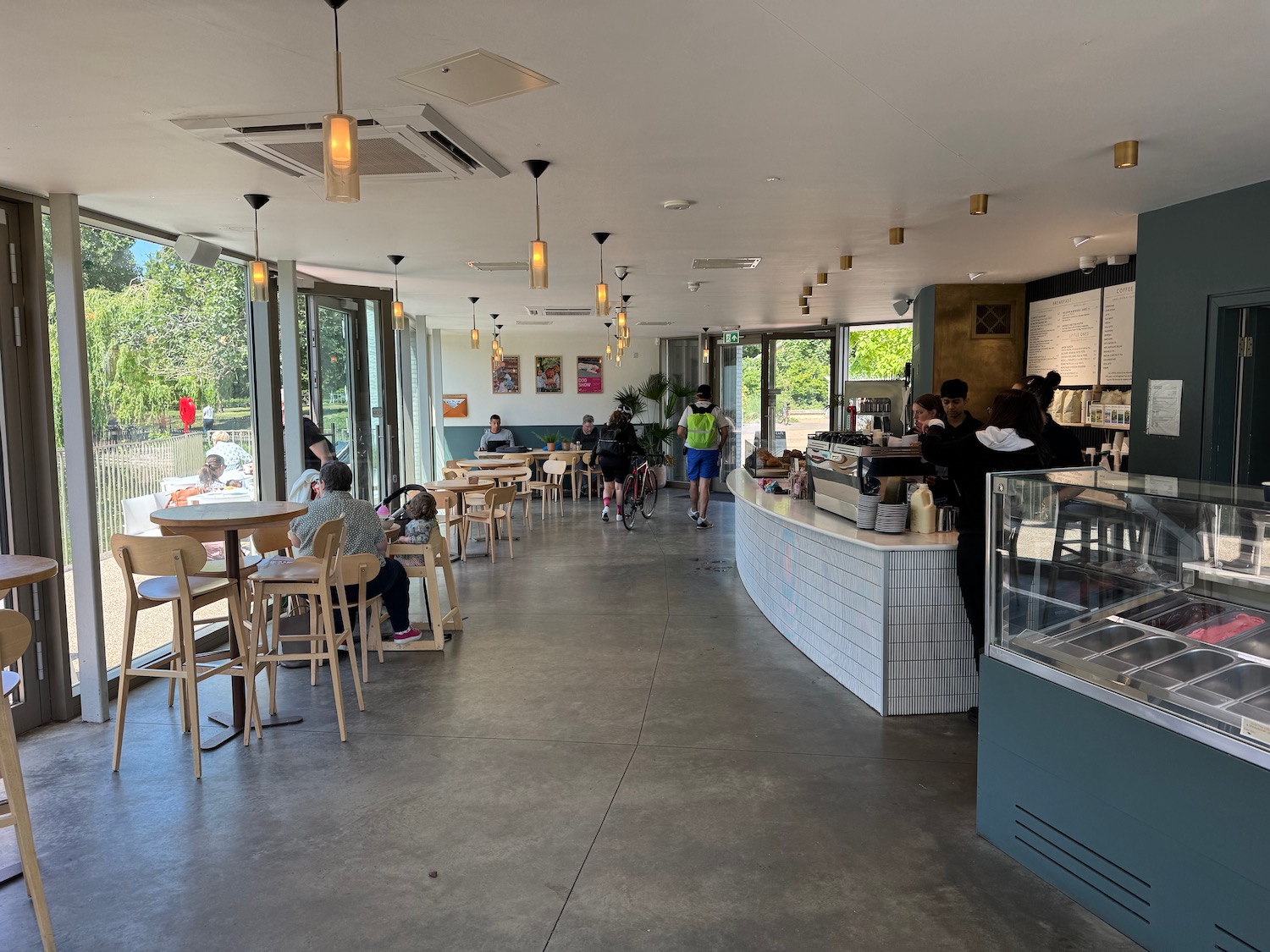 a restaurant with tables and chairs