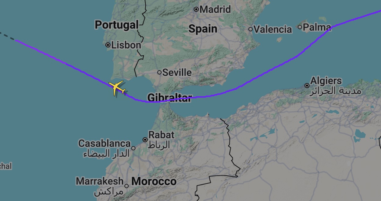 a map with a plane flying