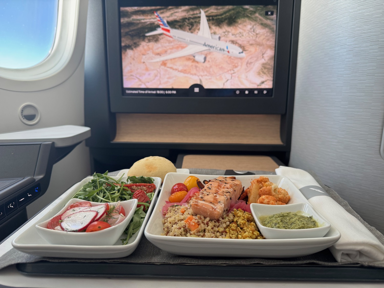 a tray of food on a tray in front of a television
