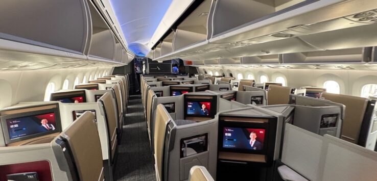 an airplane with a television set