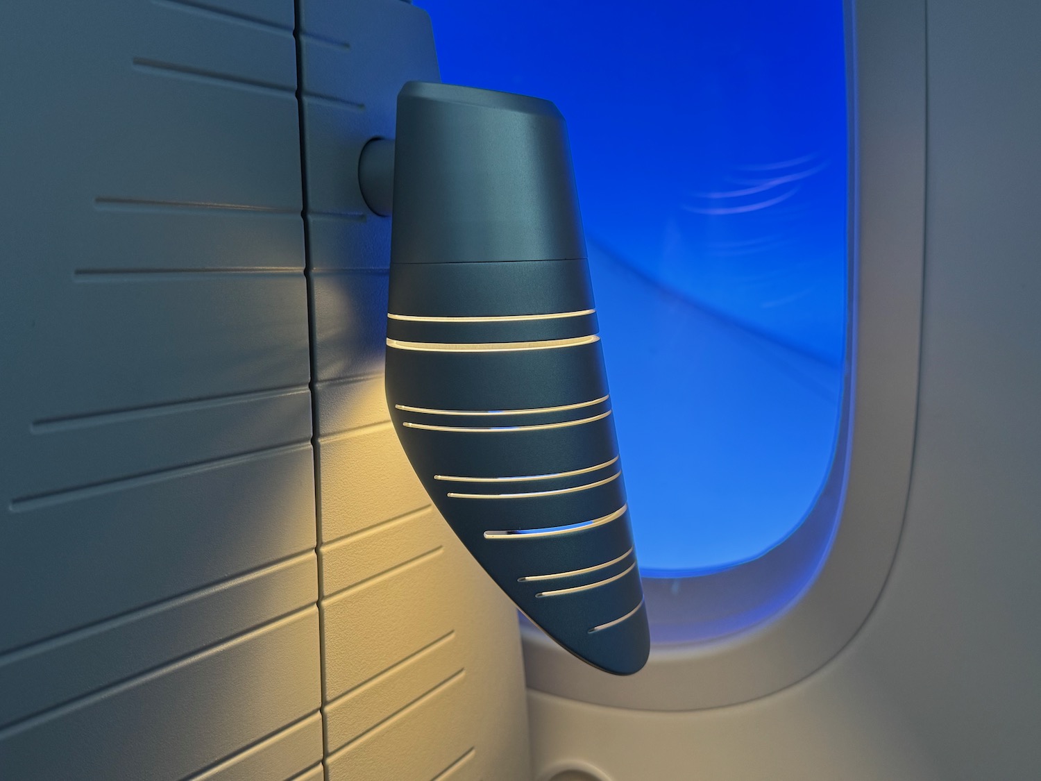 a light fixture in an airplane