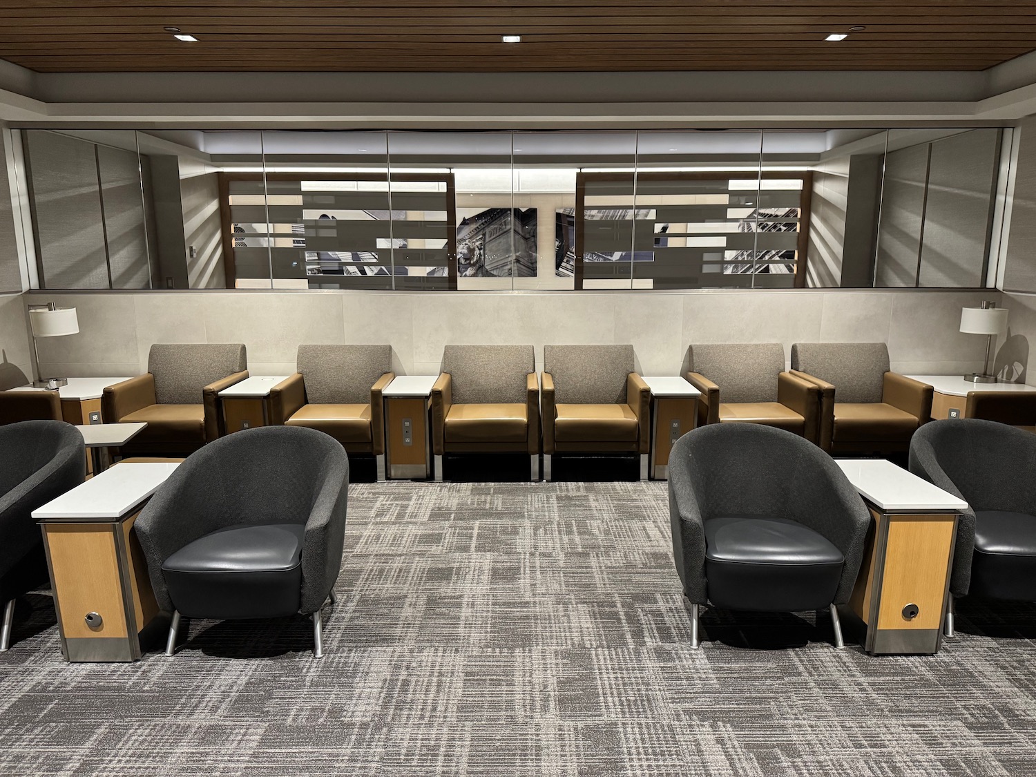 a room with chairs and tables