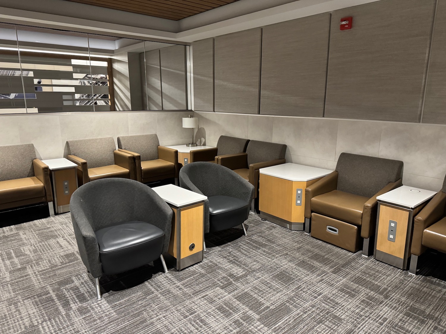 a room with chairs and tables