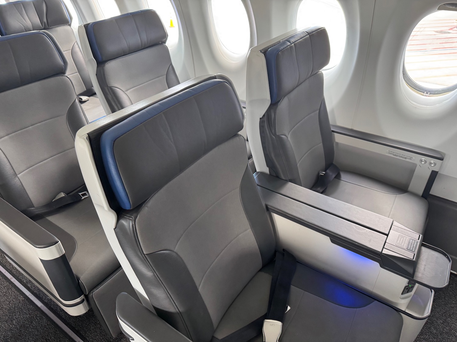 a row of seats in an airplane