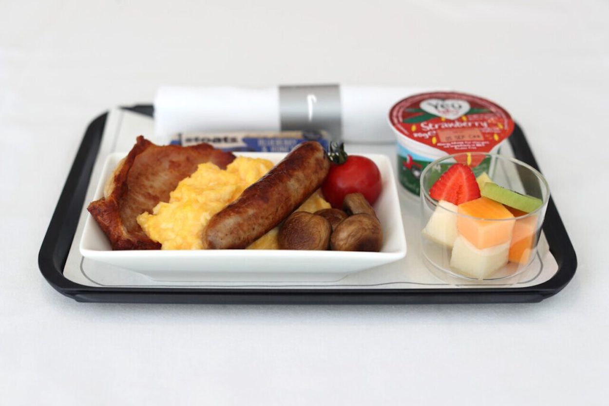 a tray with food on it