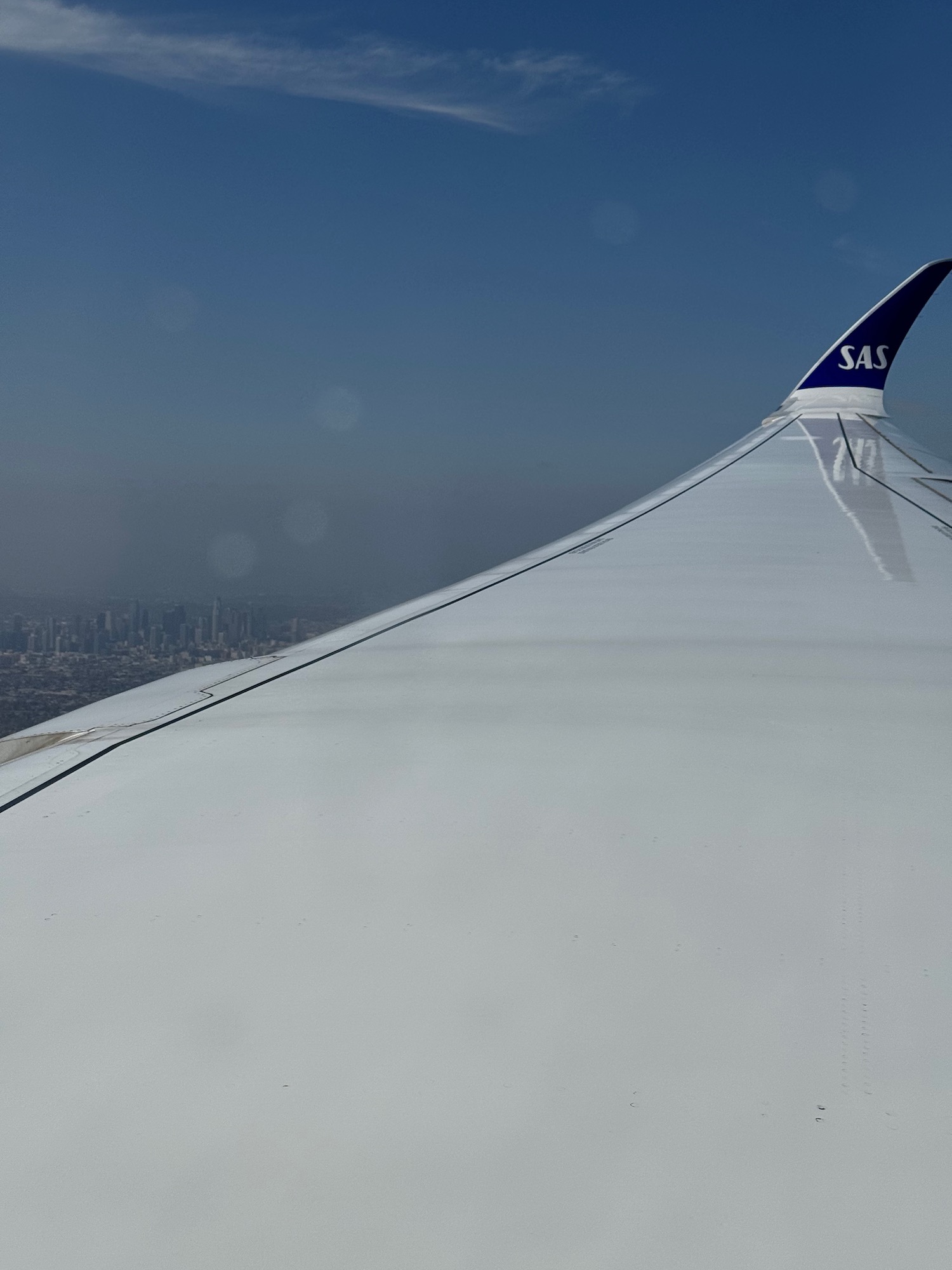the wing of an airplane