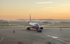 a plane on the runway
