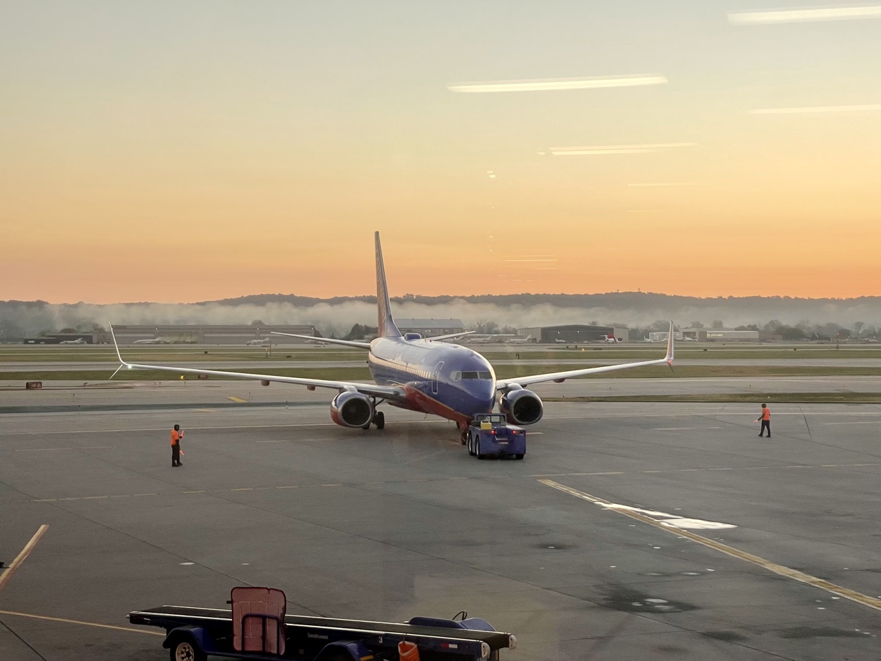 a plane on the runway
