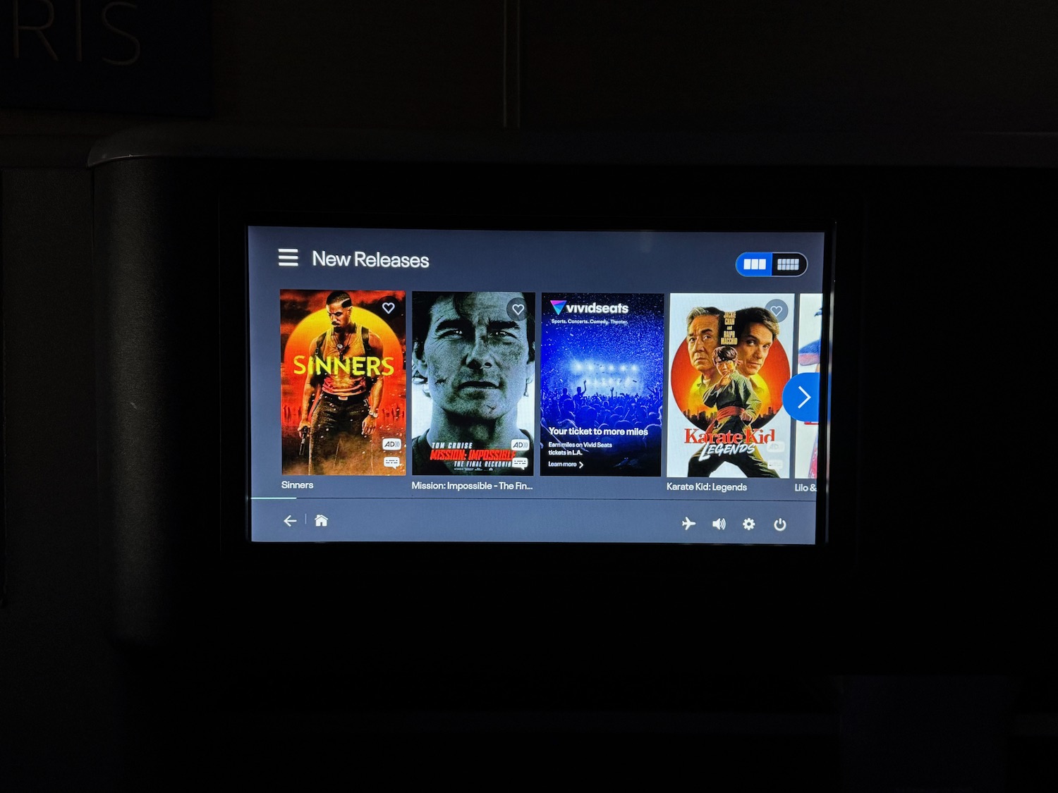 a screen with several movies on it
