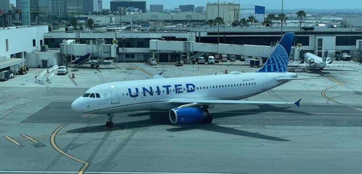 a plane on the runway