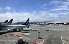 West Jet Boeing 737 at gate in San Francisco