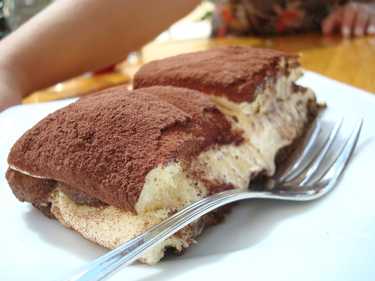 a fork with a dessert on it