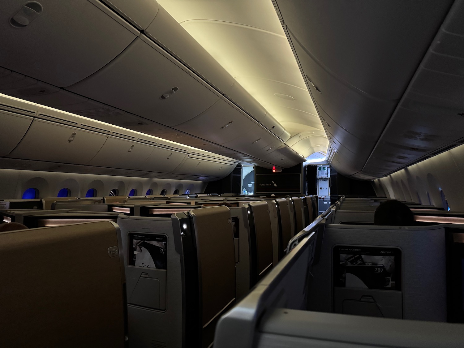 an airplane with seats and windows