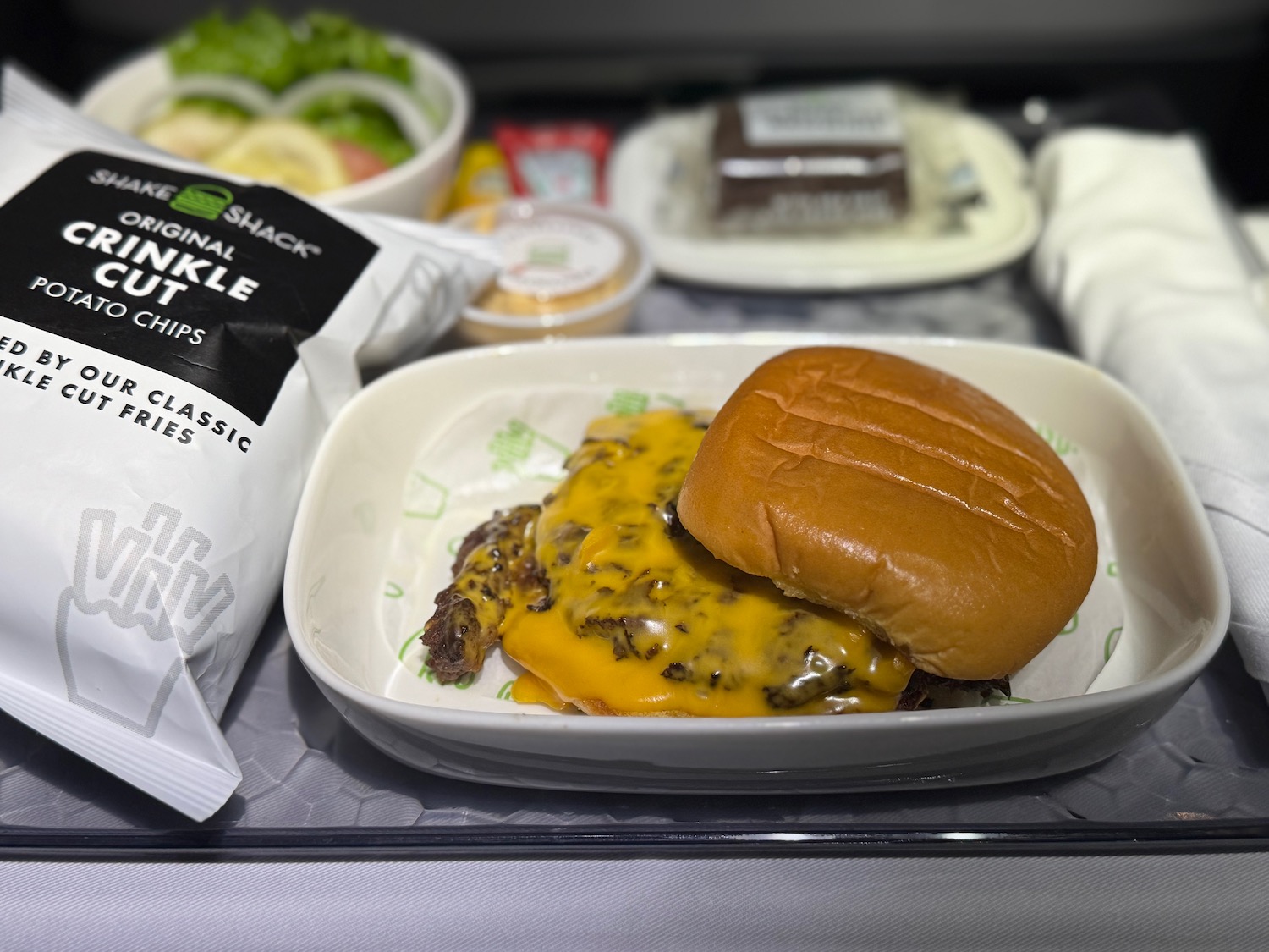 a plate of food on a tray