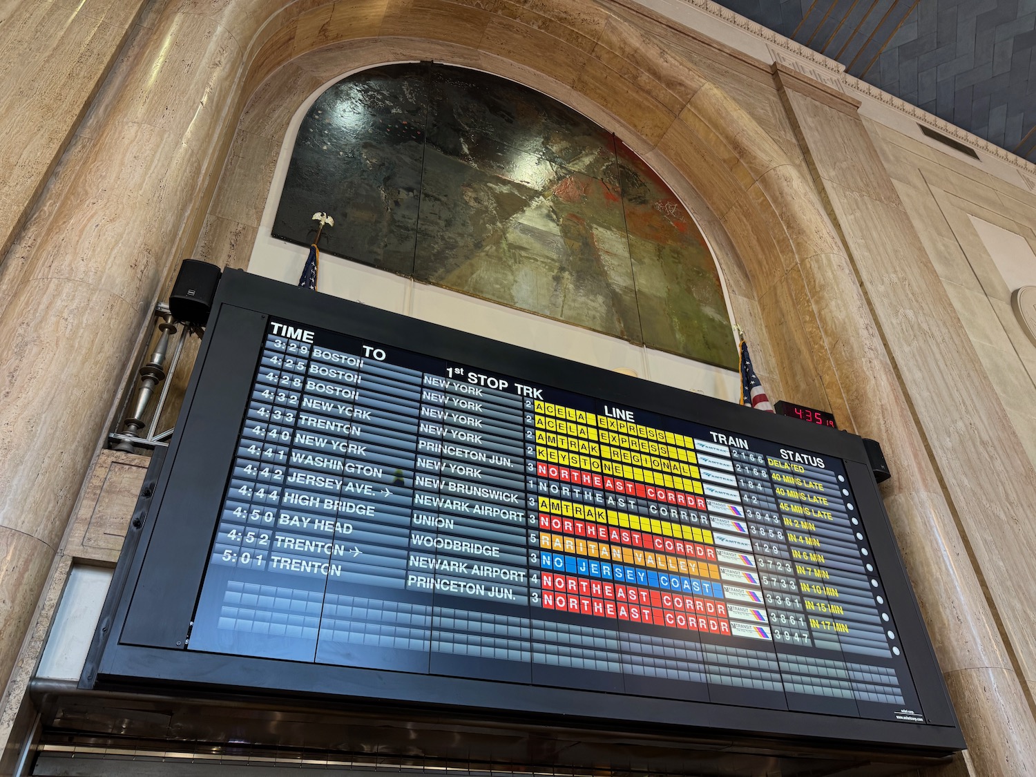 a screen with a schedule