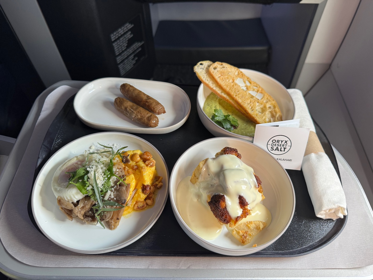a tray with plates of food