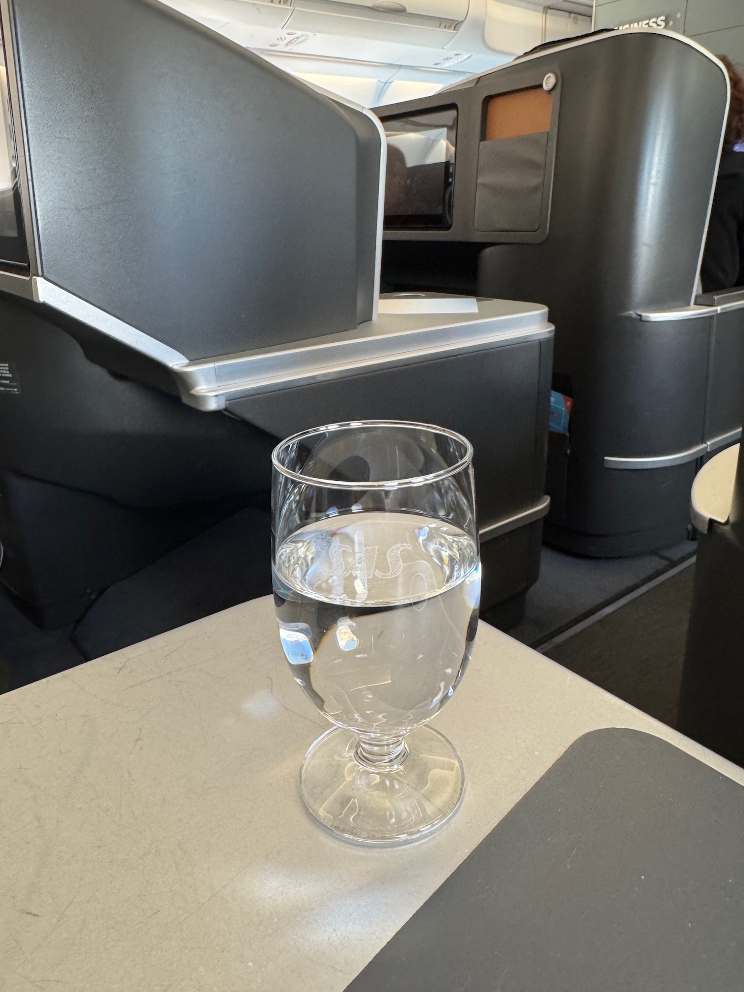 a glass of water on a table