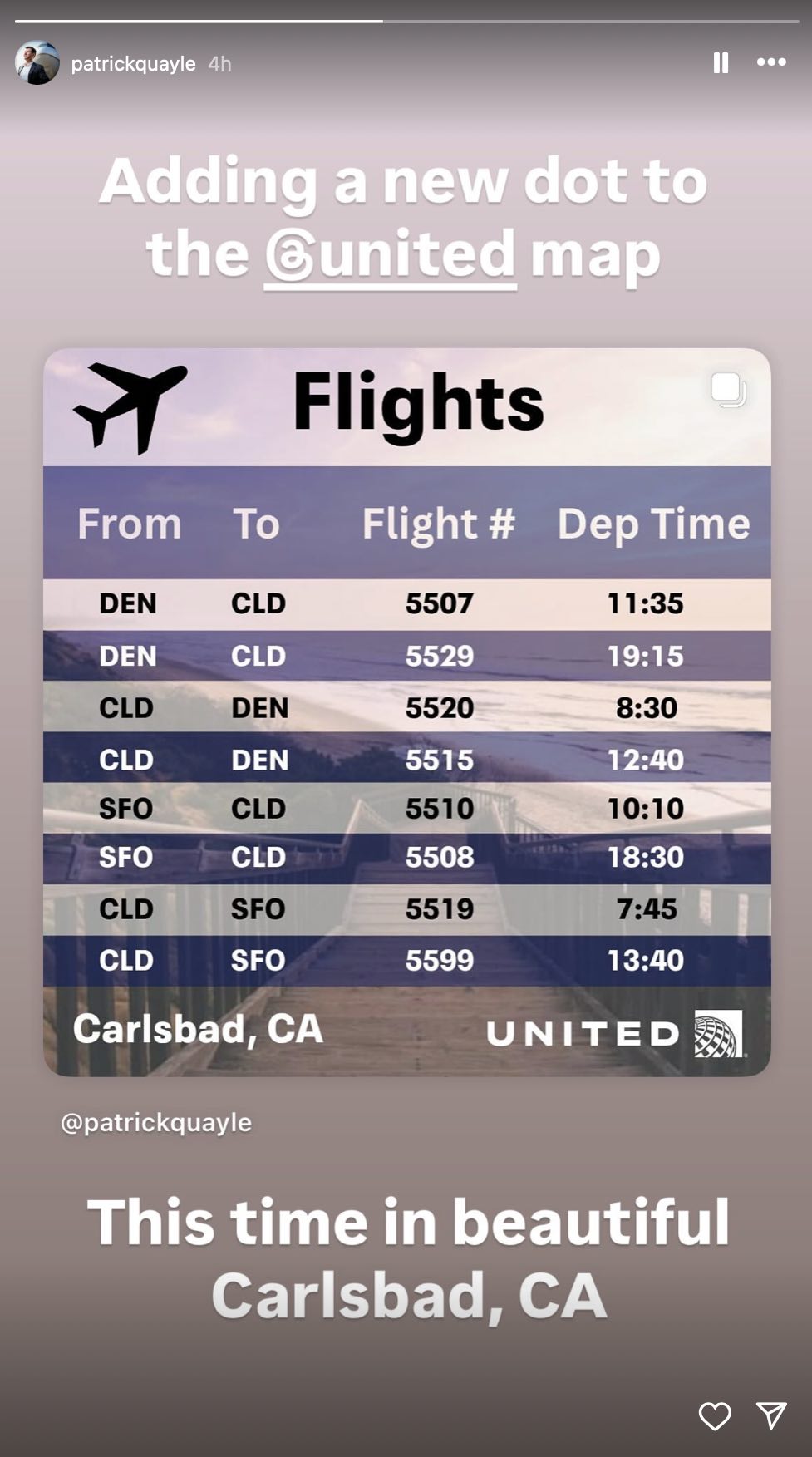 a screenshot of a flight schedule