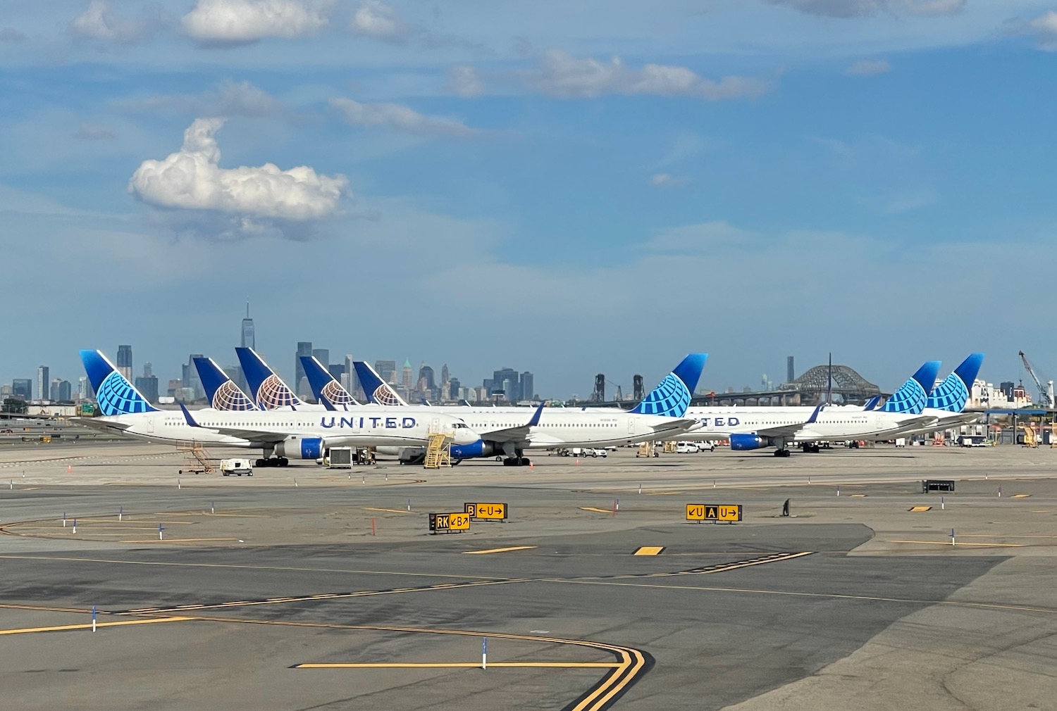 airplanes parked on a runway
