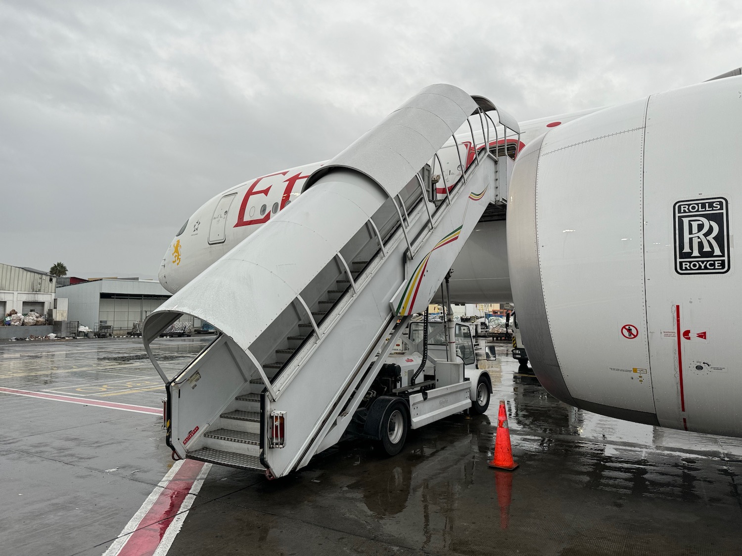 a plane with a staircase