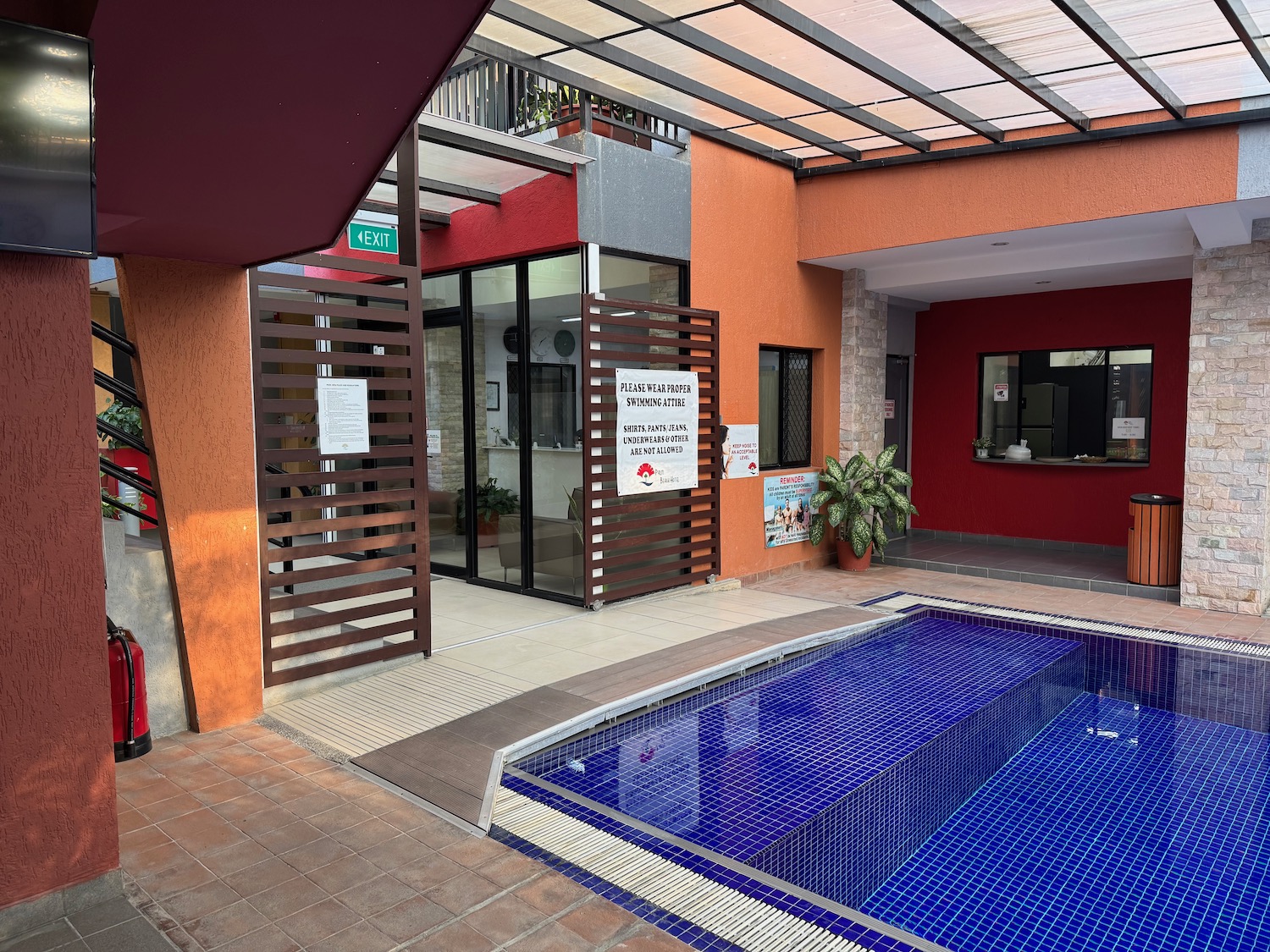 a pool in a building