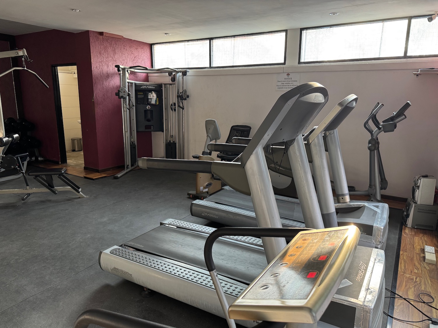 a room with exercise equipment