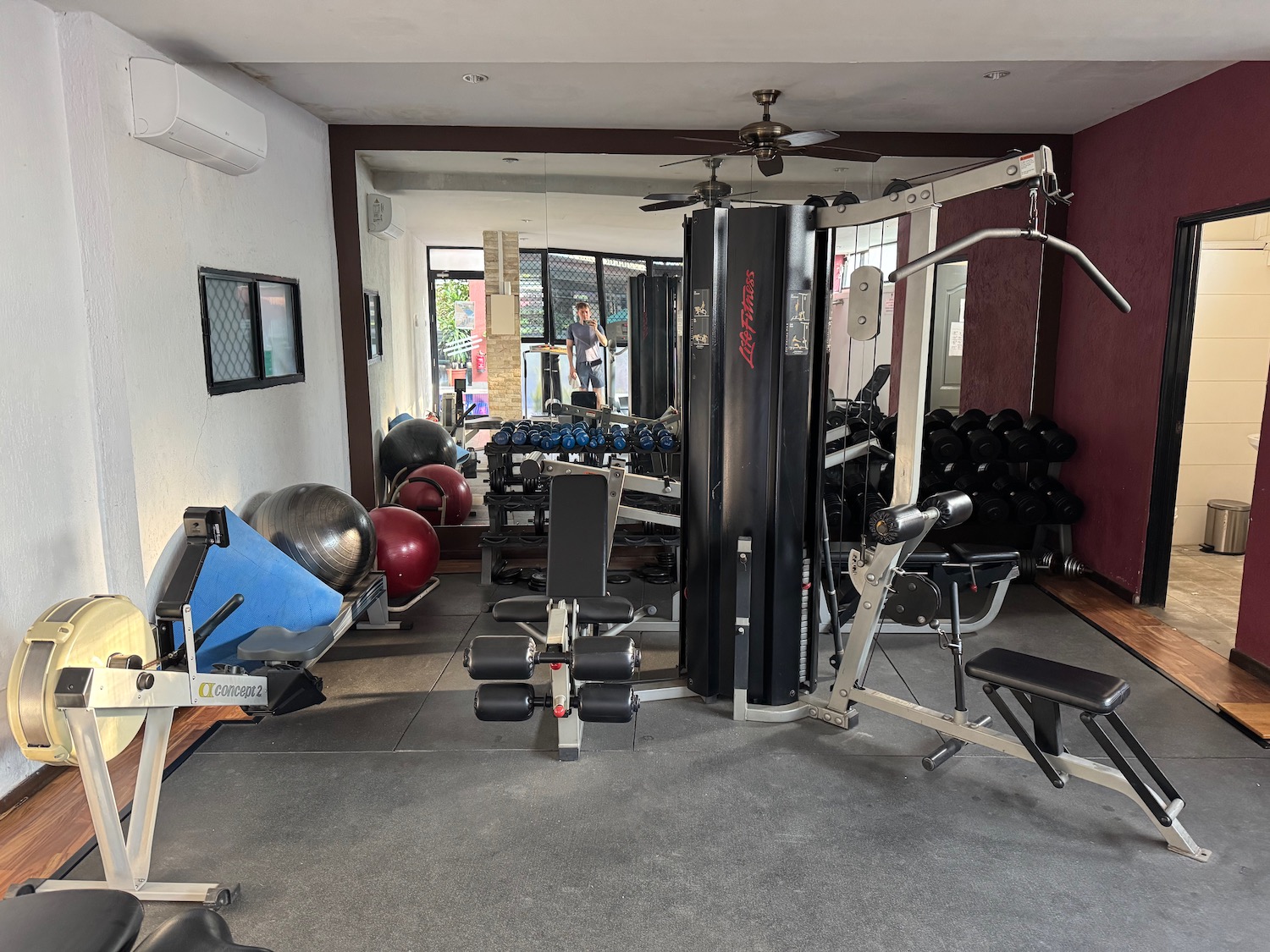 a gym with exercise equipment