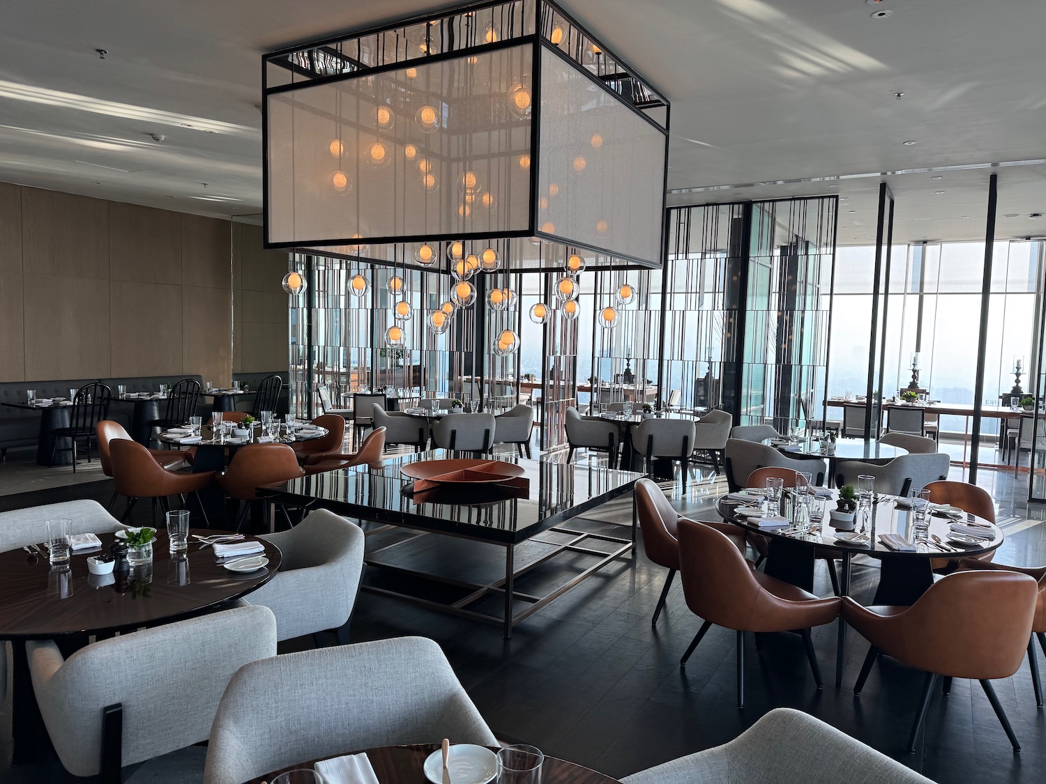 a room with tables and chairs