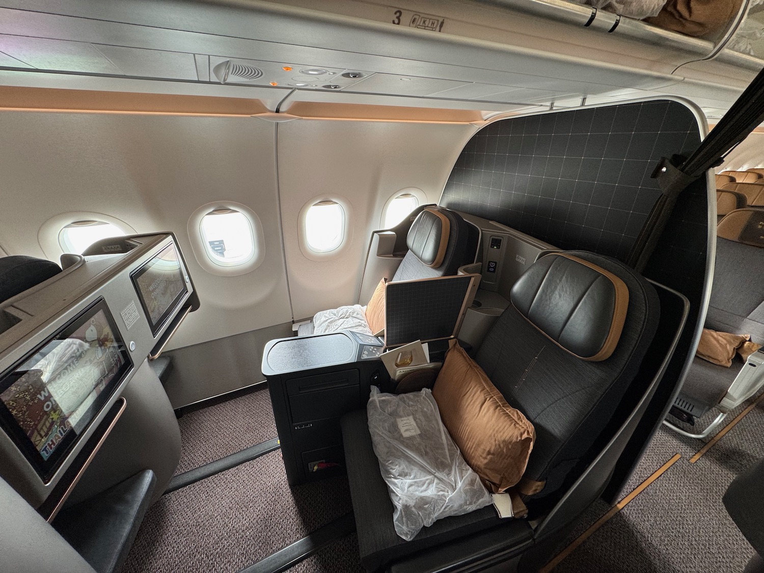 a seat in an airplane