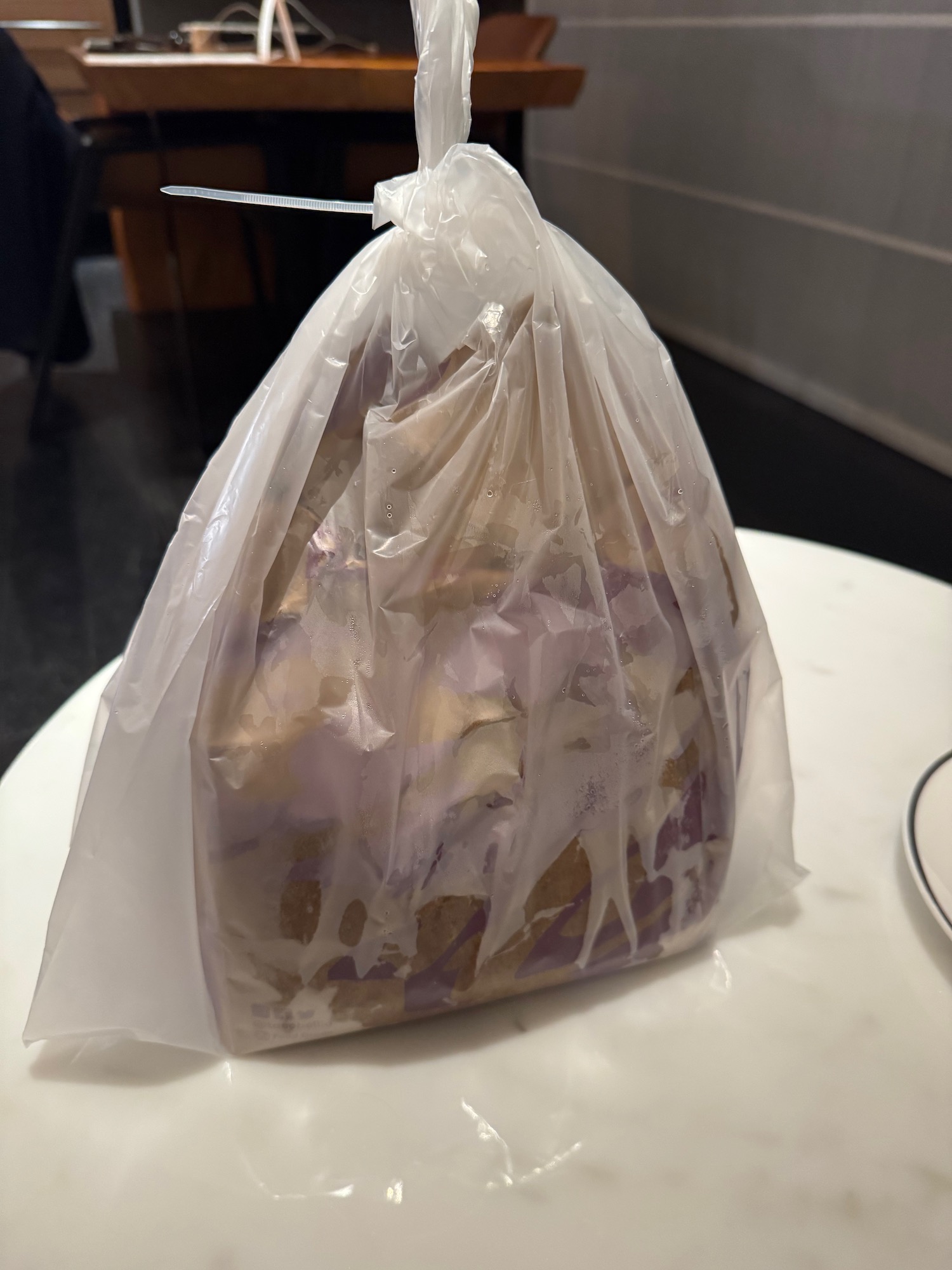 a bag of food on a table