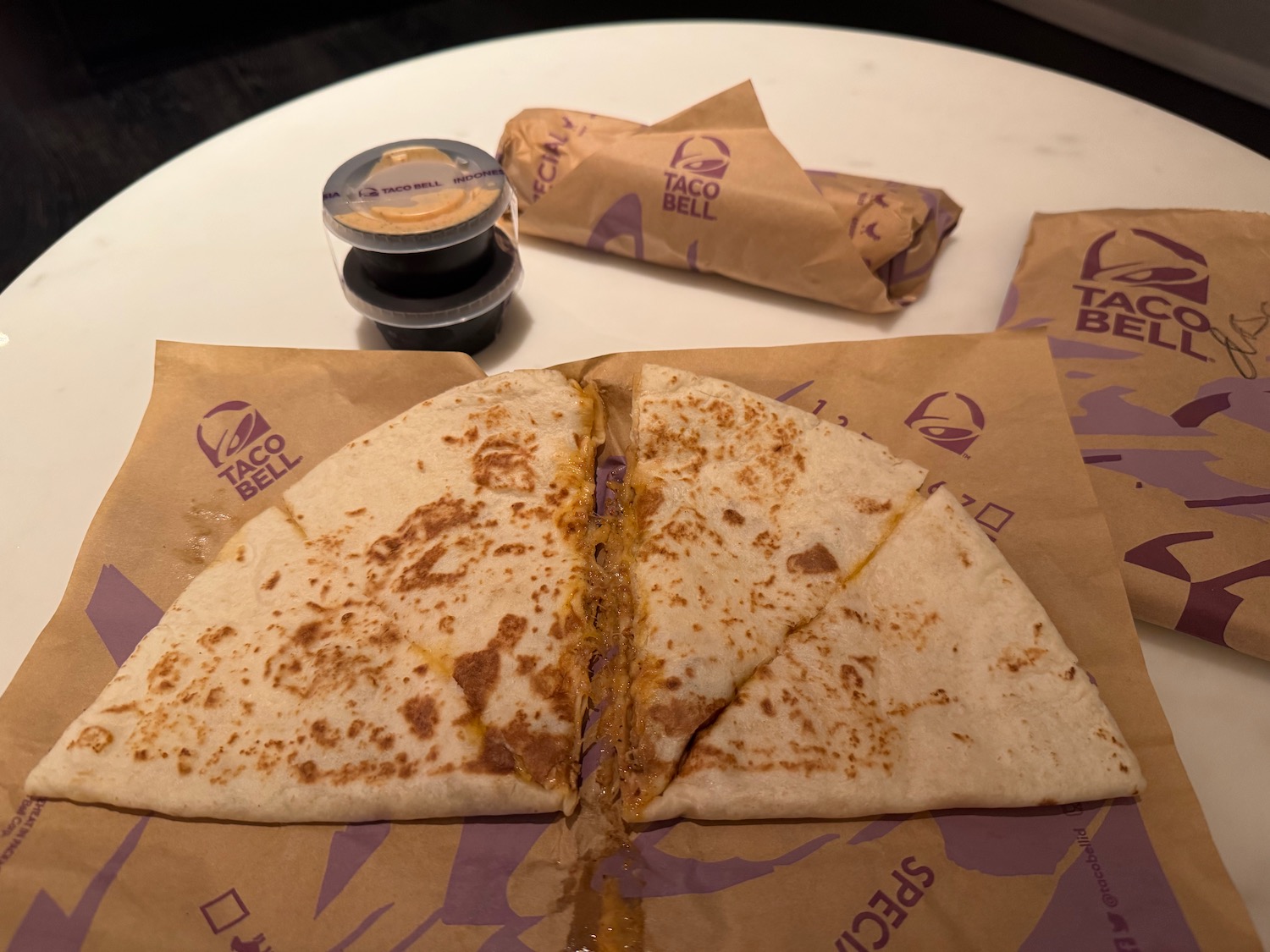 a quesadilla on a table