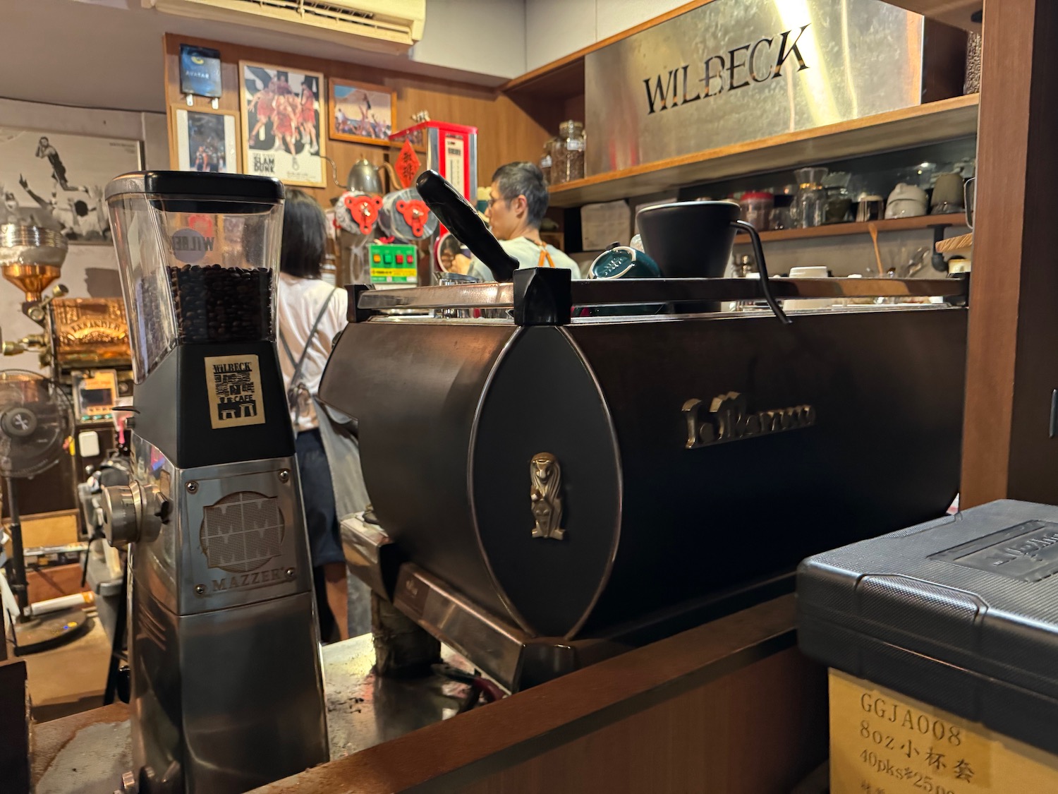 a coffee machine in a coffee shop