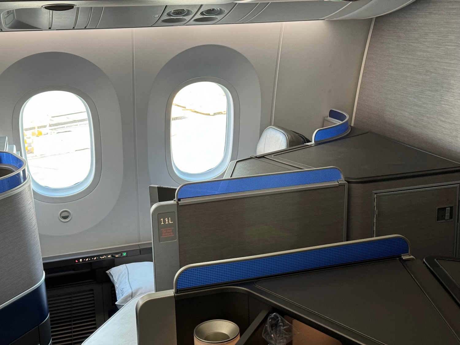 an airplane with seats and windows