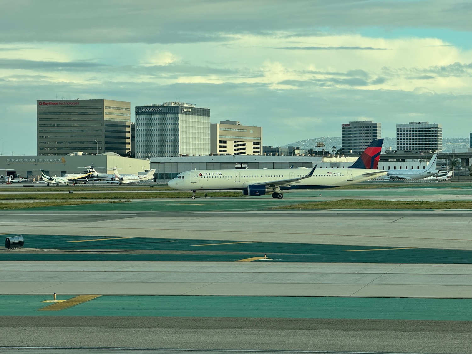 a plane on the runway