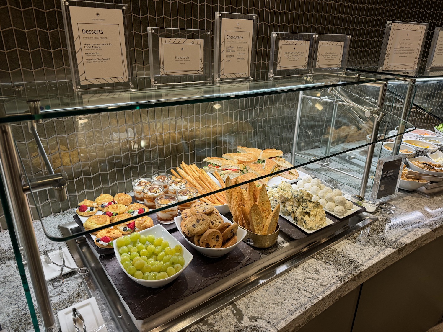 a display case with food on it