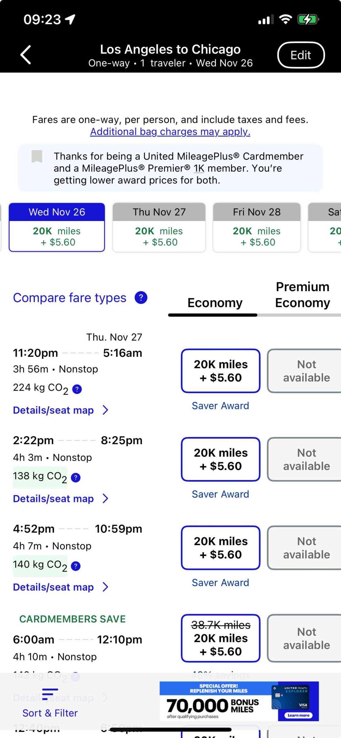 a screenshot of a flight schedule