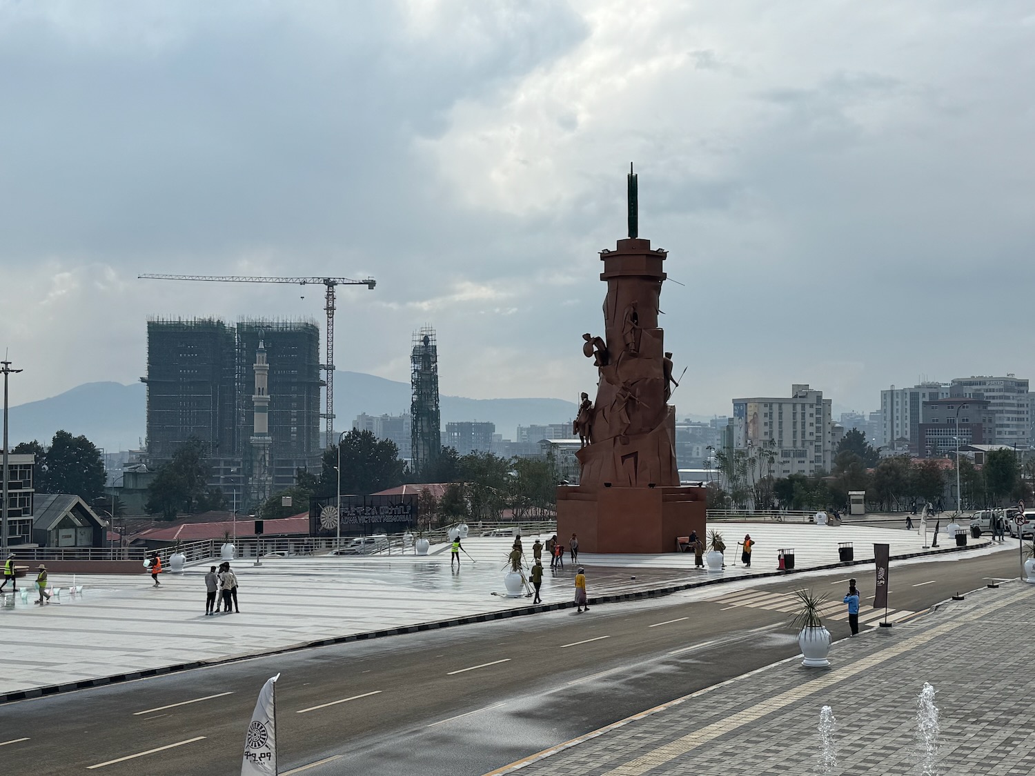 a large statue in a city