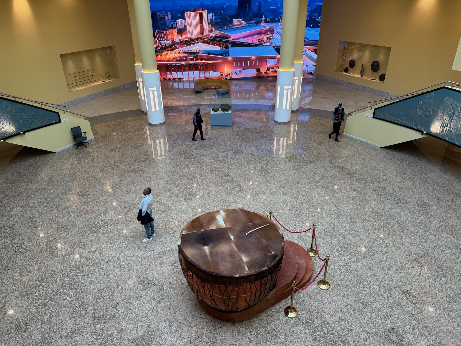 people walking in a large room