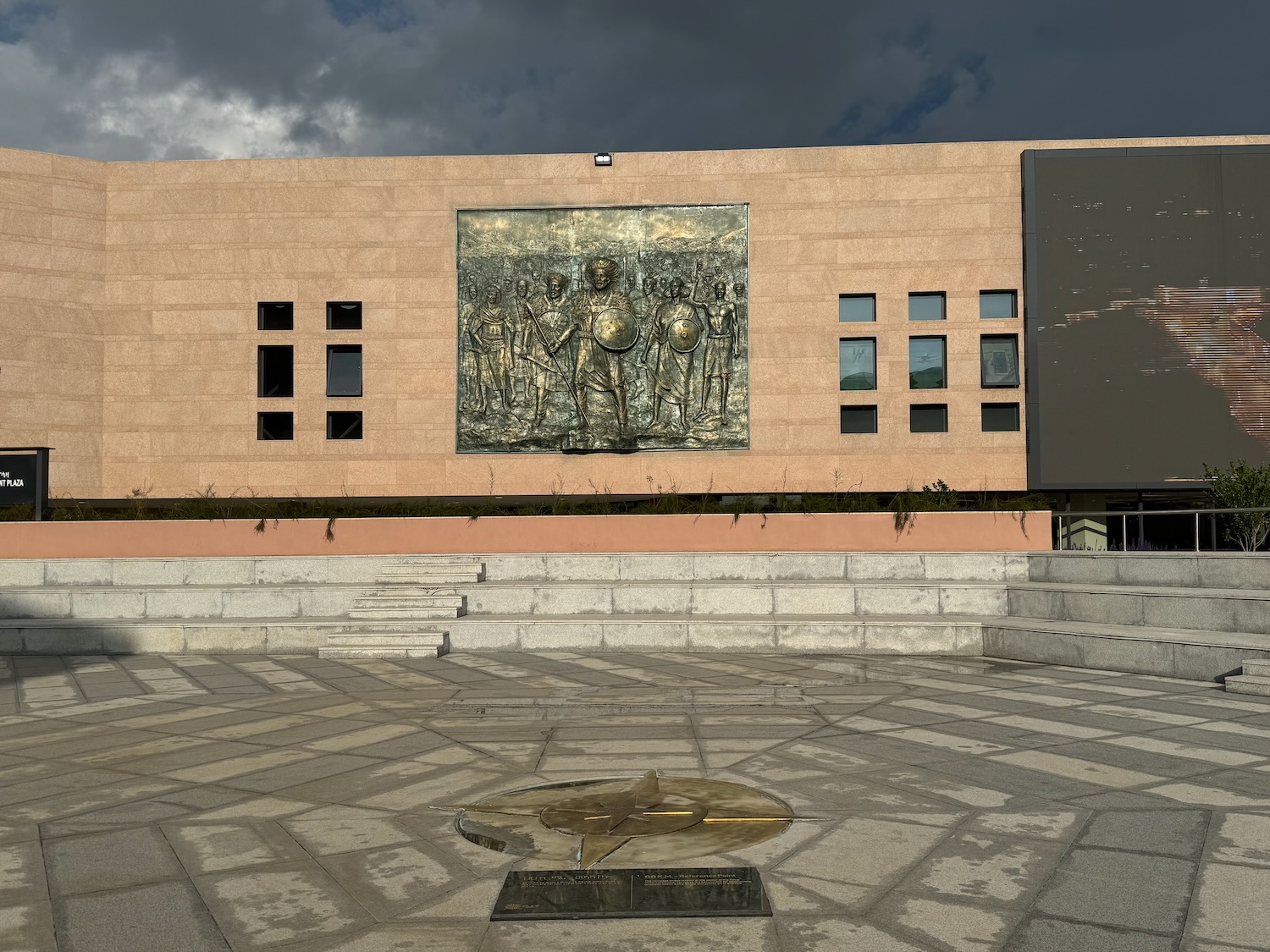 a building with a statue on the side