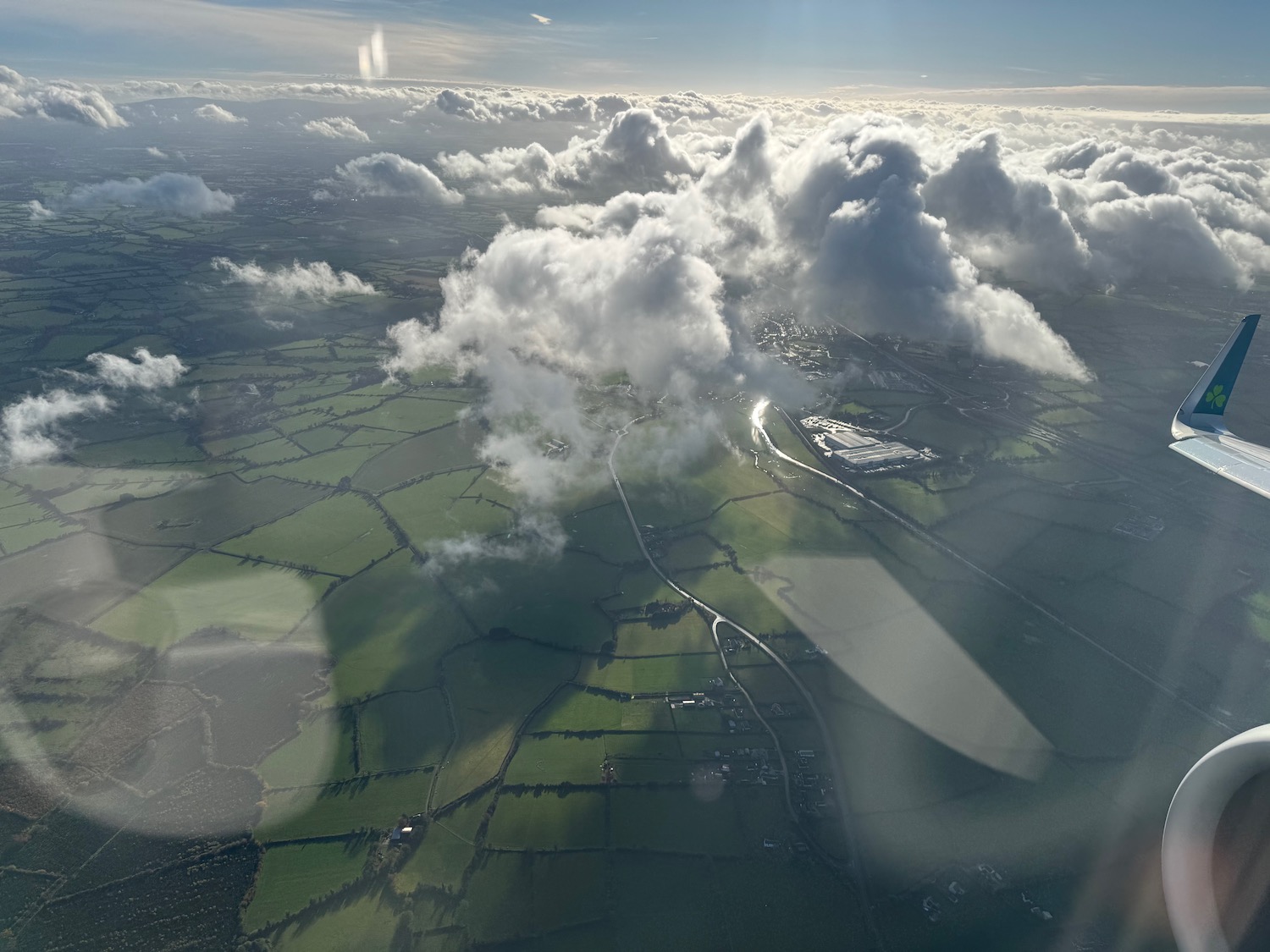 aerial view of clouds and a landscape