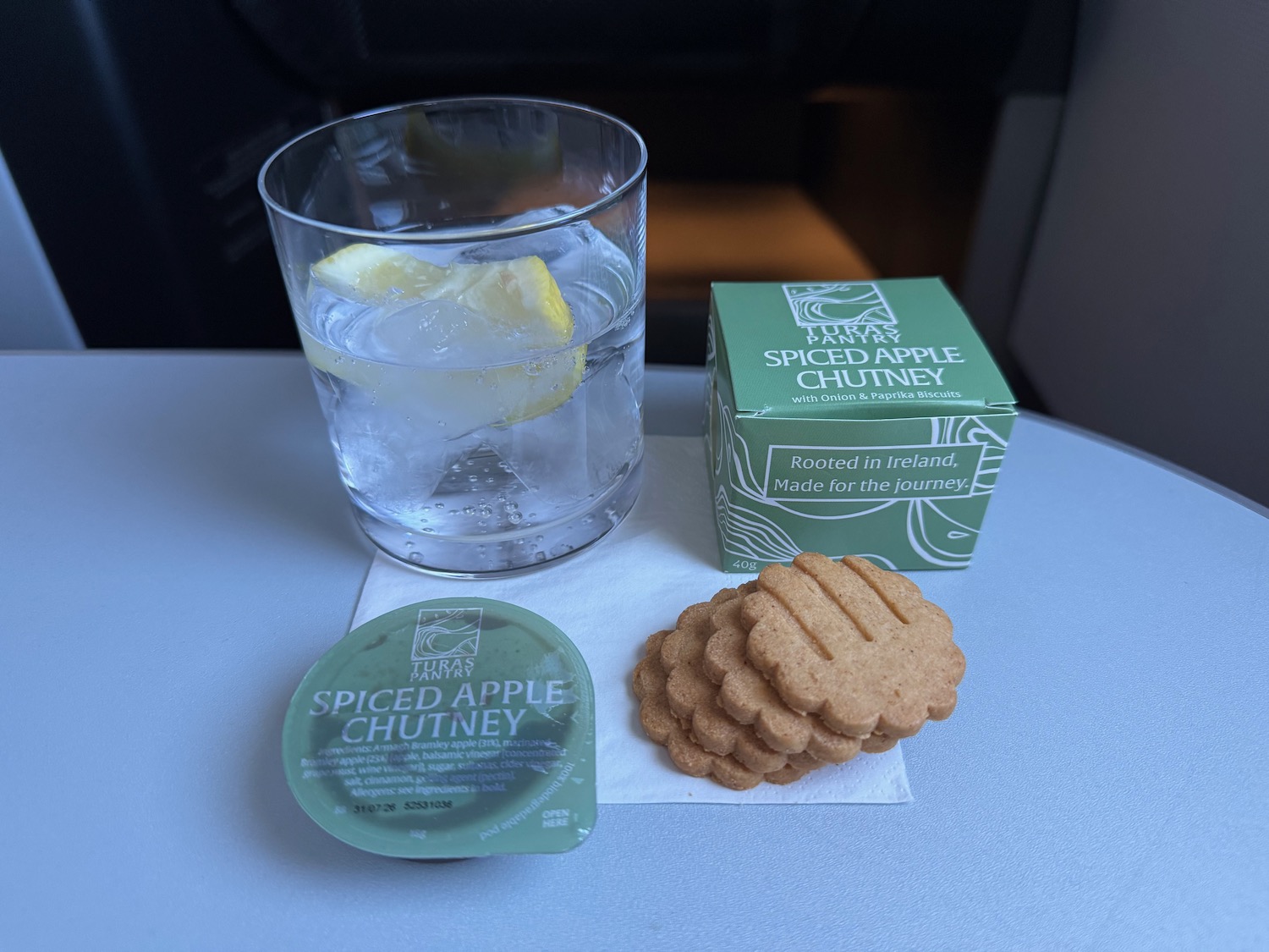 a glass of water and cookies