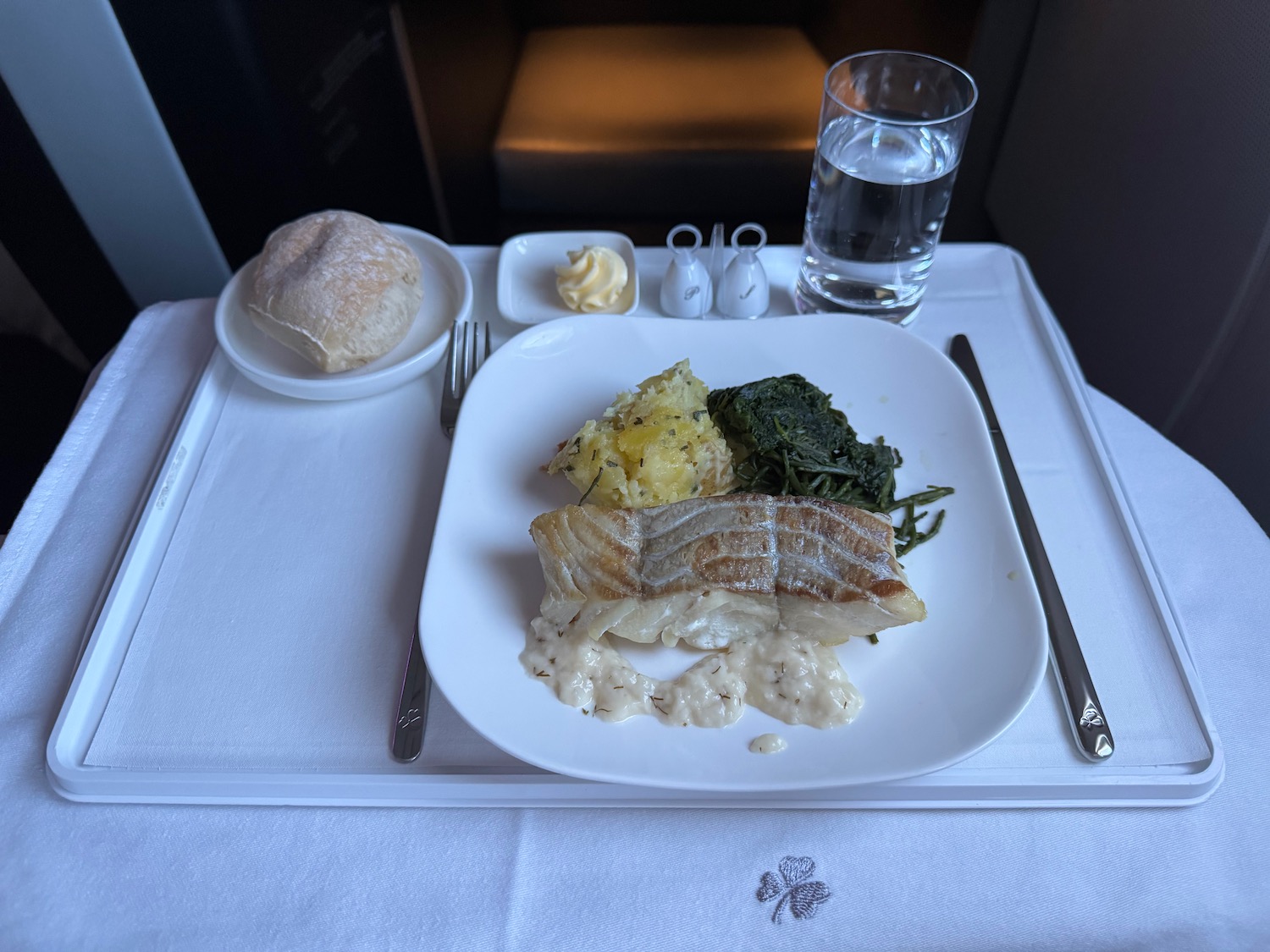 a plate of food on a tray
