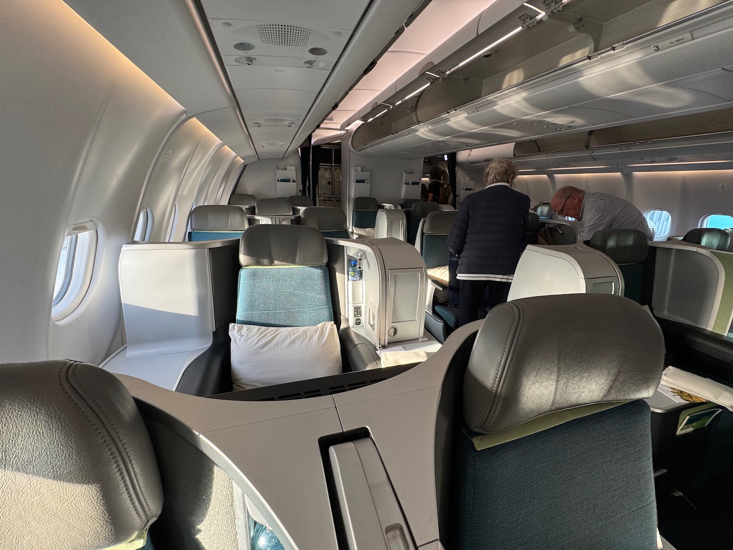 an airplane with people in the back