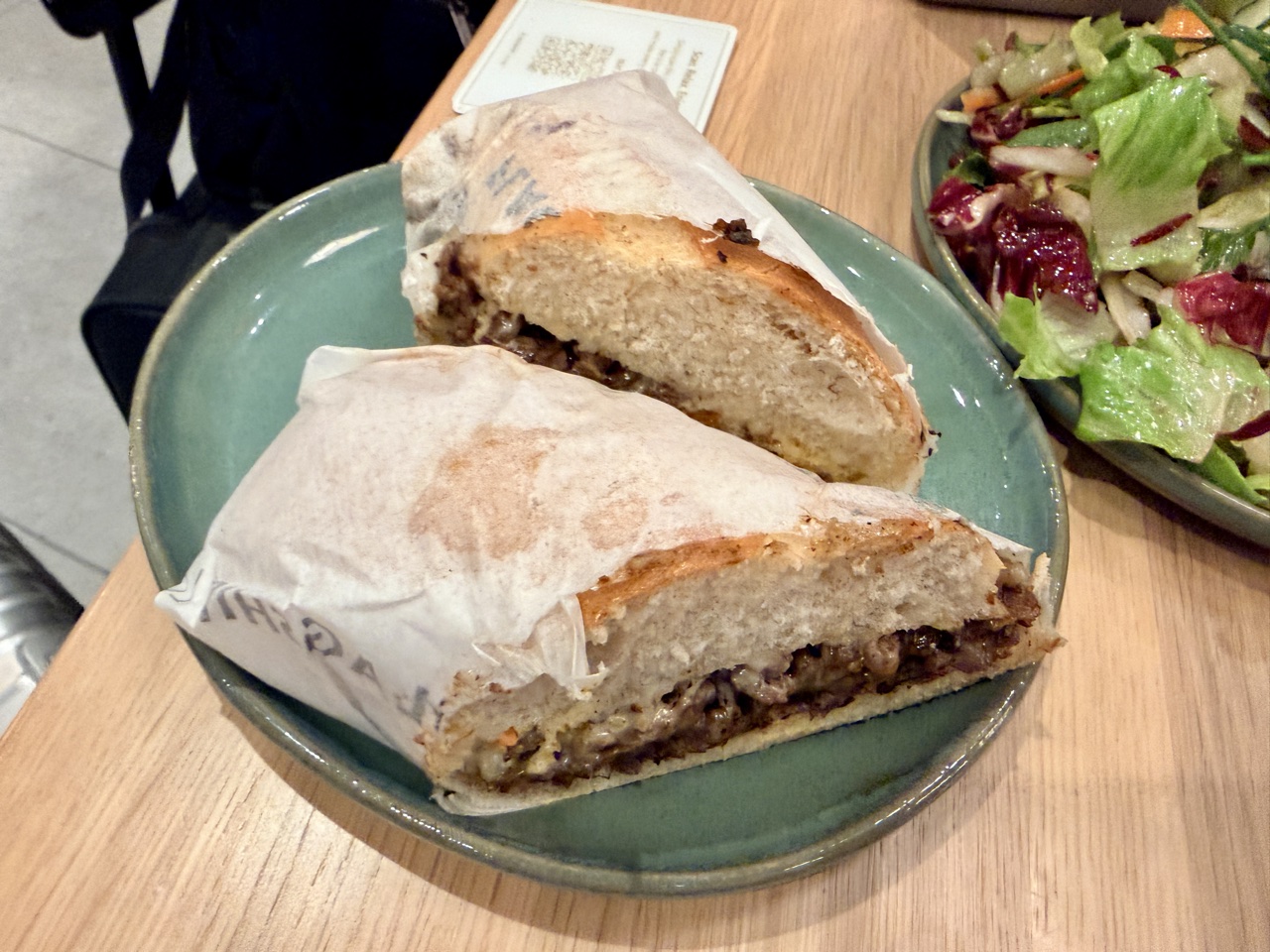 American Airlines Lounge Philadelphia flagship dining Philly cheesesteak sandwich