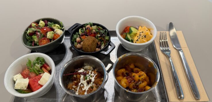 a tray of food on a table